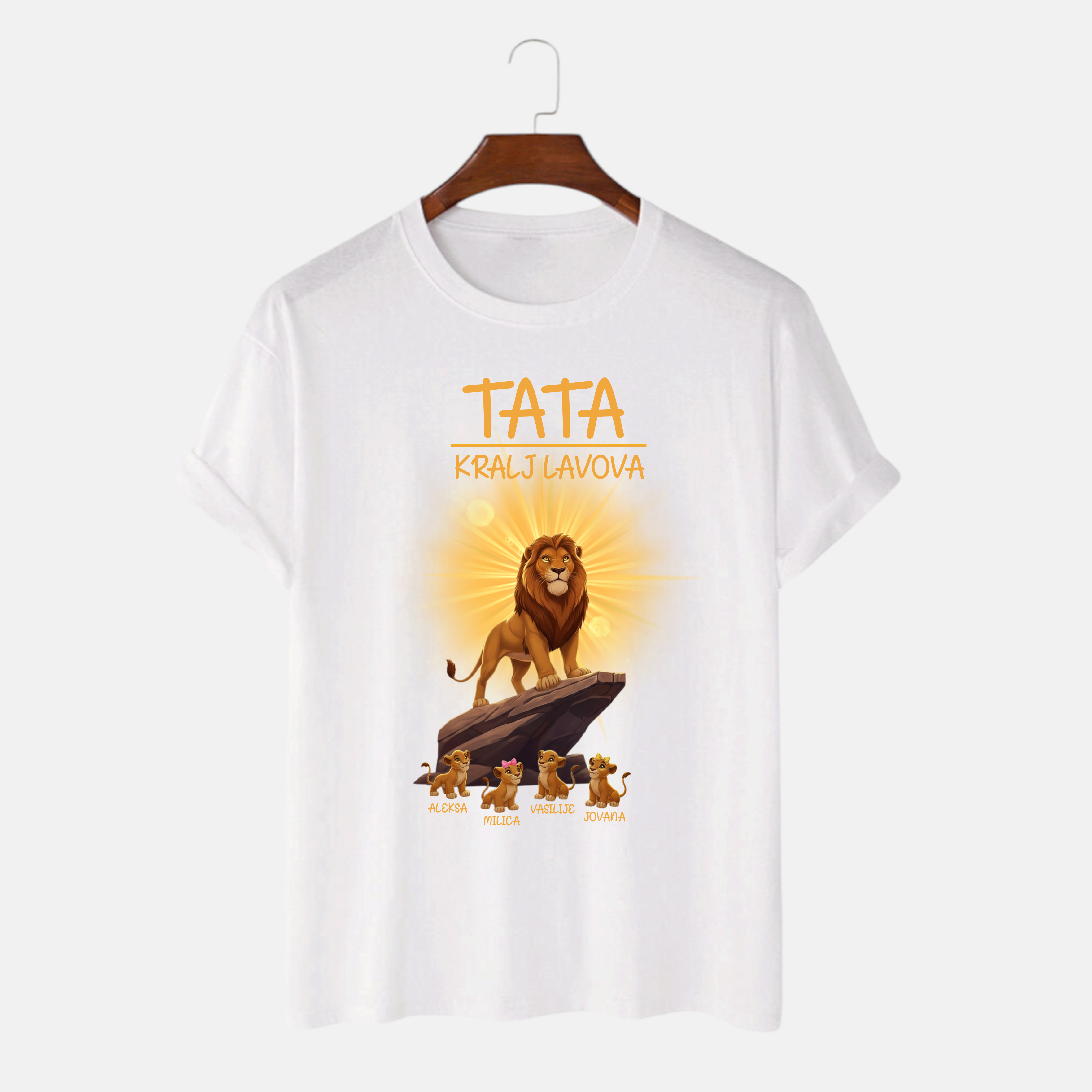 tata kralj lavova personalizovana majica sa imenima dece