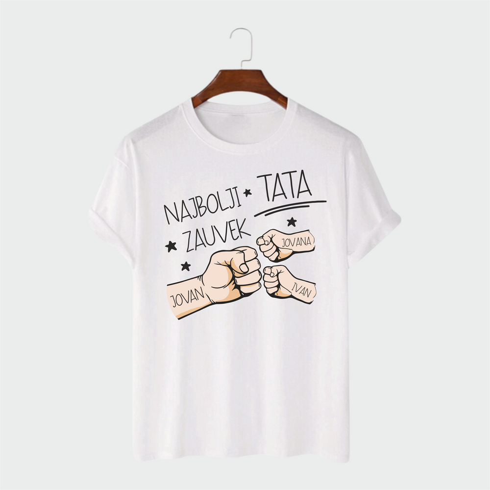 Bela muška majica sa natpisom Najbolji Tata Zauvek od 100% pamuka